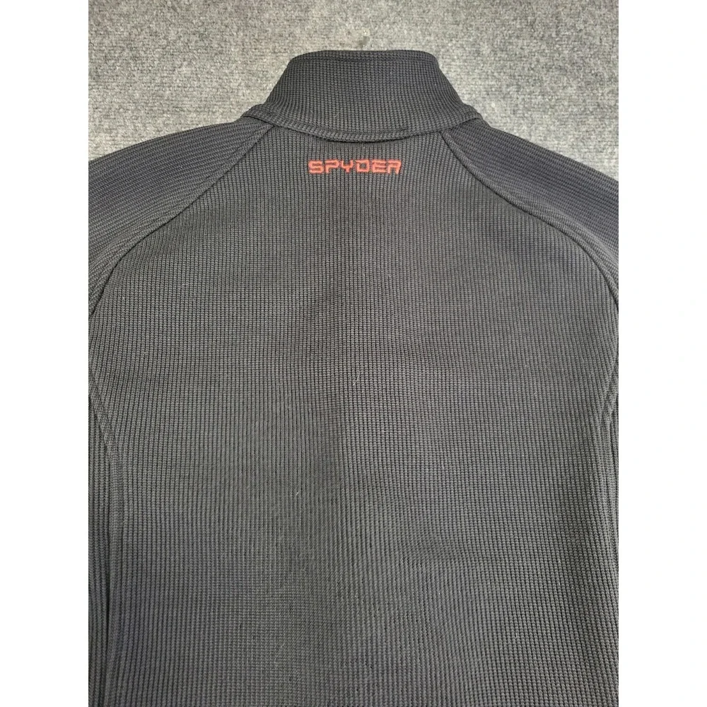 Spyder Men's XL Full Zip Long Sleeve Waffle Knit Athletic Sweater Black W/Red